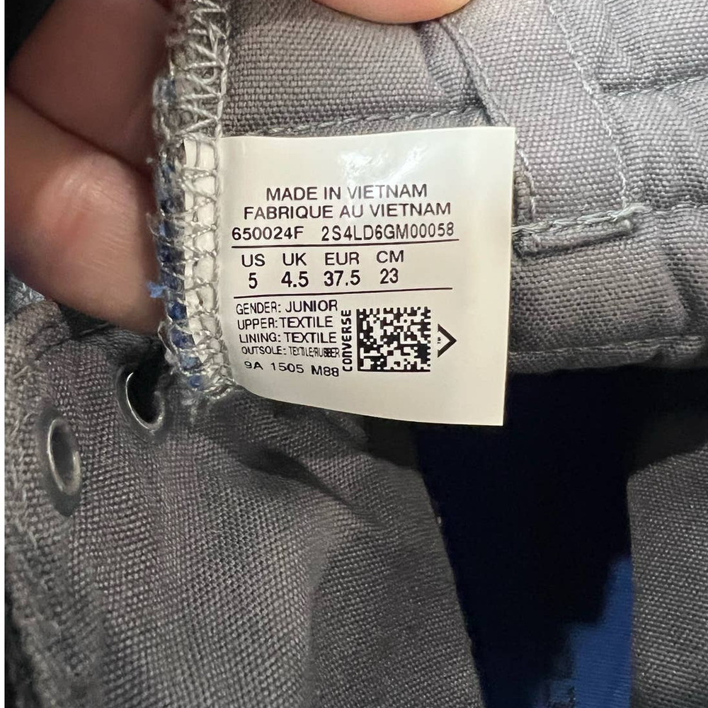 Converse Chuck Taylor All Star Gray Blue Fat Tongue High Top Sneaker 5Y/ 7 Women - Picture 6 of 7